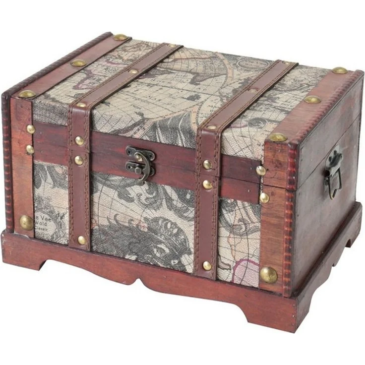 HMF Schatzkiste Handgefertigte Schatztruhe (2er Set, versch. Größen), dekorative Aufbewahrungsbox Amerika – Bild 3