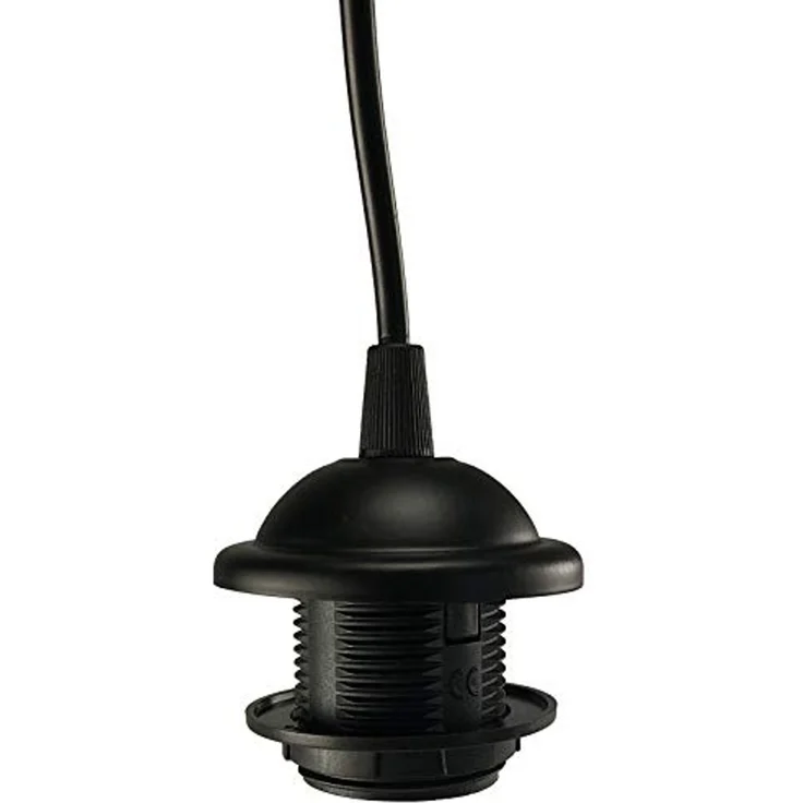Hängeleuchte mit E27 Fassung, 80cm Kabel Ø 40mm für Lampenschirme, schwarz – Bild 4