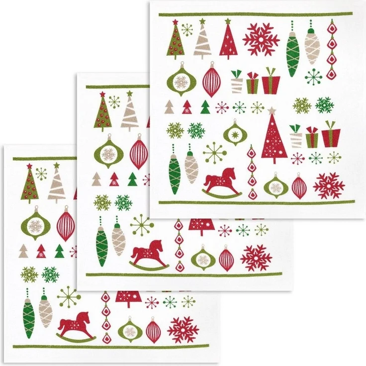 Kracht Geschirrtuch Weihnachtsschmuck, (Set, 3-tlg, Set), 3er Pack Frottee Küchenhandtücher (3 Stück), ca. 50x50 cm Baumwolle – Bild 3