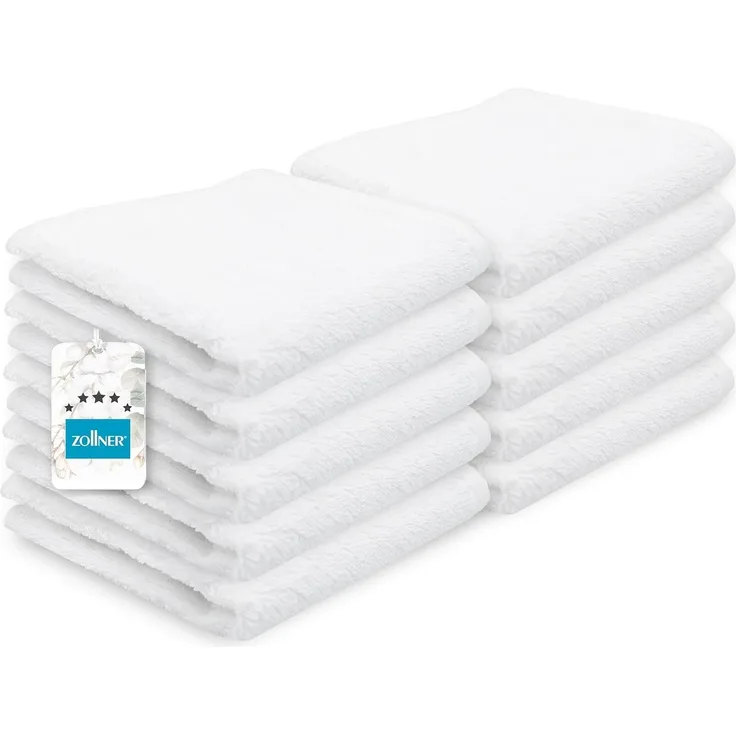 ZOLLNER 10er Set Seiftücher, 100% Baumwolle, 30x30 cm, weiß