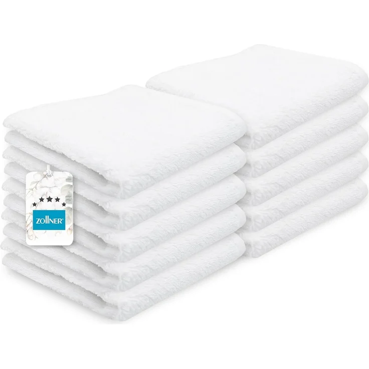 ZOLLNER 10er Set Seiftücher, 100% Baumwolle, 30x30 cm, weiß – Bild 1