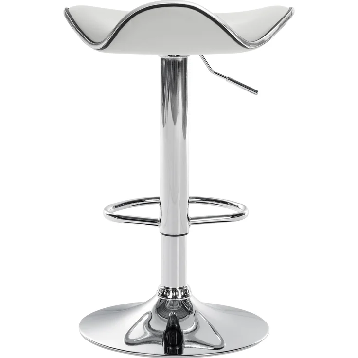 Barhocker TANOR - Kunstleder Weiß 45x45x71 cm Silber | Barstuhl Höhenverstellbar Drehbar Tresenhocker Tresenstuhl Kneipenhocker Kneipenstuhl – Bild 5