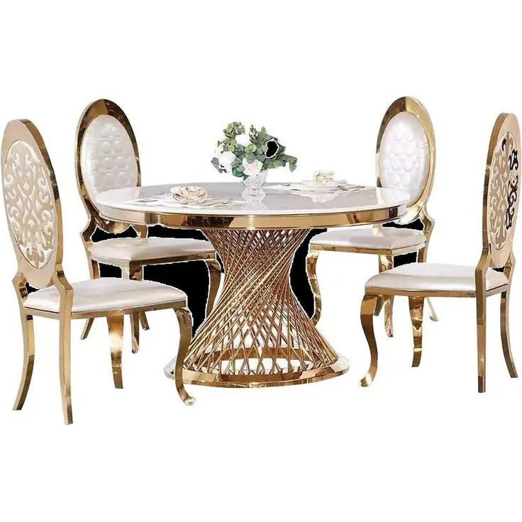 JVmoebel Esstisch Runder Tisch Fuß Chrom Rundtisch Tische Esstische Luxus 130cm (1-St, 1x Esstisch), Made in Europa