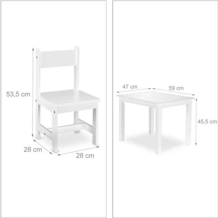 Relaxdays Kindersitzgruppe mit 2 Stühlen, Holz MDF Weiß – Bild 4