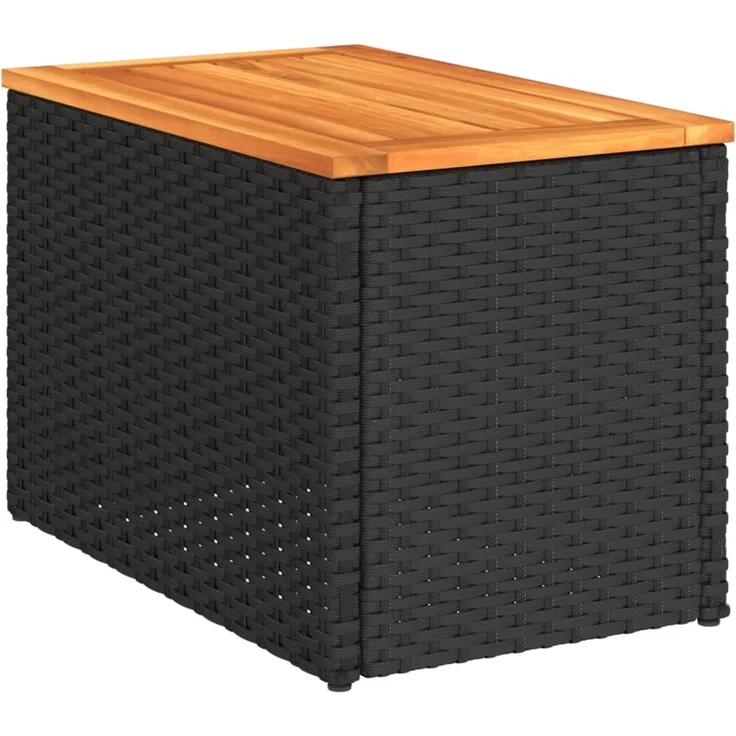 2 pcs Gartentische, Beistelltische Schwarz 55x34x37cm Poly Rattan Holz – Bild 5