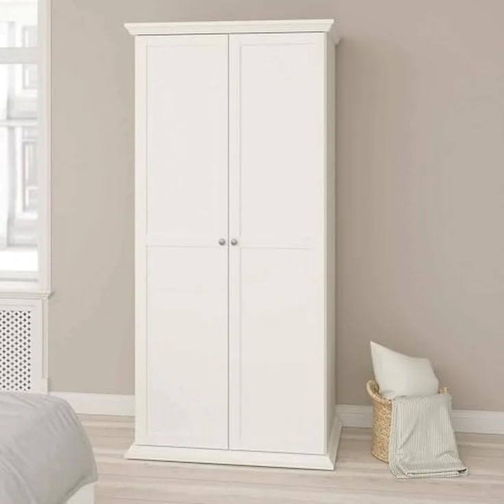 Dmora - Kleiderschrank 2 Türen Daphne, Schlafzimmermöbel, Schrank, Garderobe, 96x63 h200 cm, Weiß – Bild 1