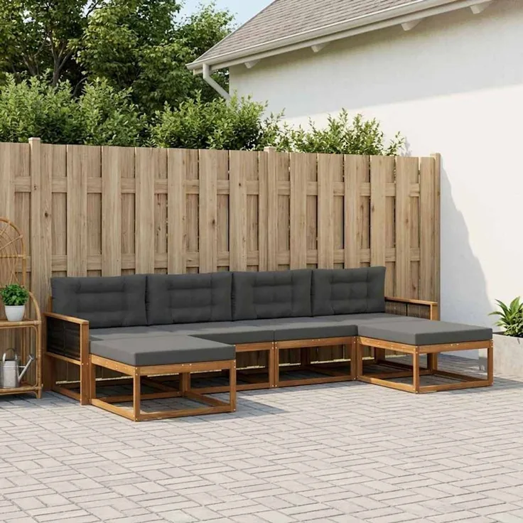 vidaXL Outdoor-Sofagarnitur 6 stk. 6-Sitzer Natur und Anthrazit 3382785
