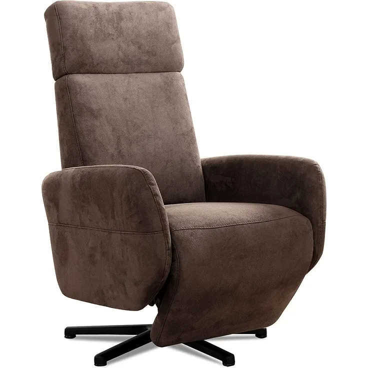 Cavadore TV-Sessel Cobra / Fernsehsessel mit Liegefunktion, Relaxfunktion / Stufenlos manuell verstellbar / Sternfuß, belastbar bis 130 kg / 71 x 110 x 82 / Lederoptik, Braun