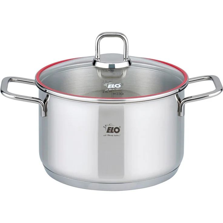 Elo Topf-Set Excellent, Edelstahl 18/10 (Set, 6-tlg, Bratentopf Ø 20 cm, je 1 Fleischtopf Ø 16/20/24 cm, Kasserolle Ø 16 cm), inkl. Untersetzer, mit Literskala, Induktion – Bild 2