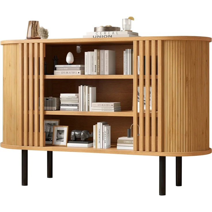 ZUBALIYA Sideboard 120x40x80 cm, aus MDF / Spanplatte, Natur – Bild 9