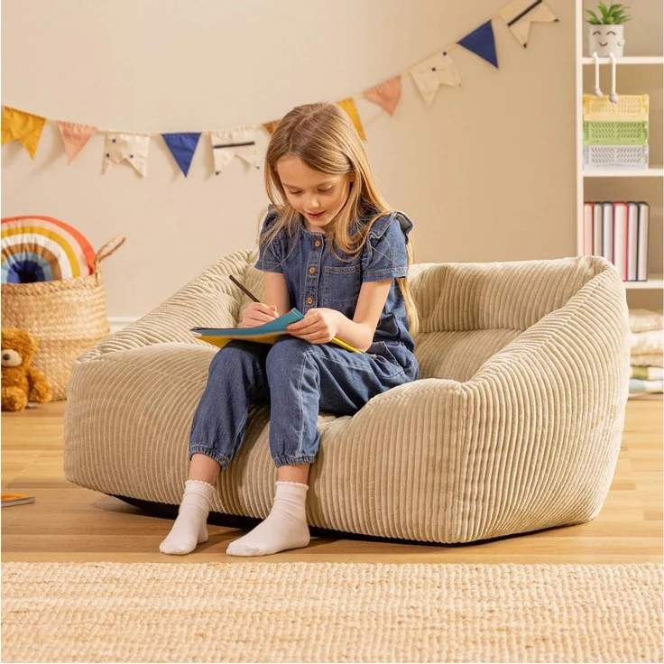 icon Sitzsack Sofa für Kinder aus Cord mit Füllung, Made in Germany, für Kinderzimmer, flauschig – Bild 2