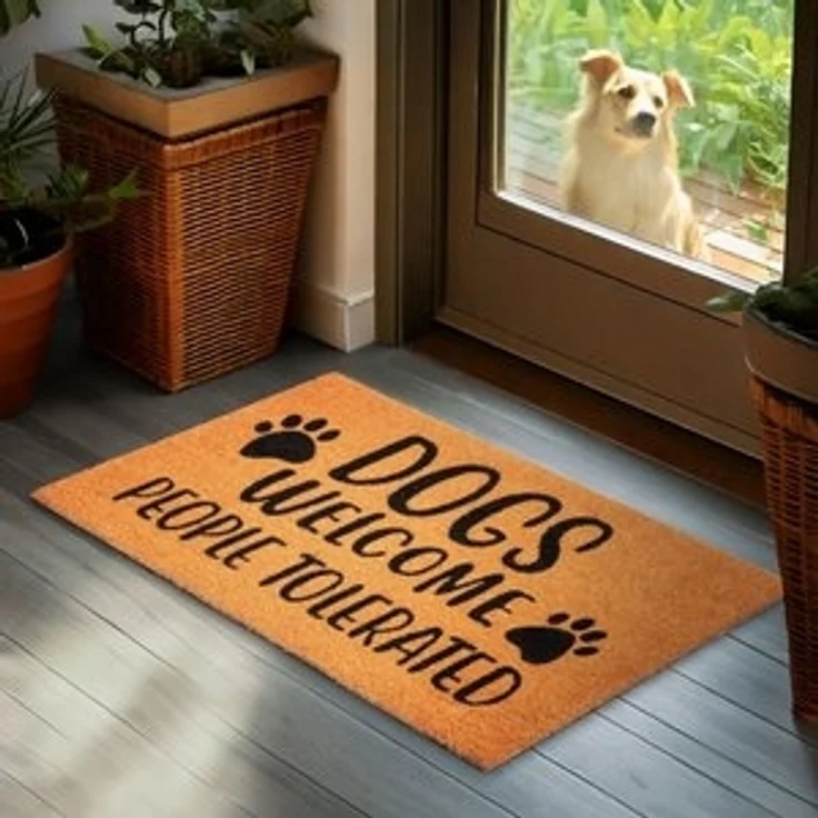 BRUBAKER Fußmatte Dogs Welcome People Tolerated - 45x75 cm Schmutzfangmatte - Braun, Rechteckig, Höhe: 16 mm, Fußmatte für Außen und Innen aus Kokos - Wetterfest und Rutschfest – Bild 6
