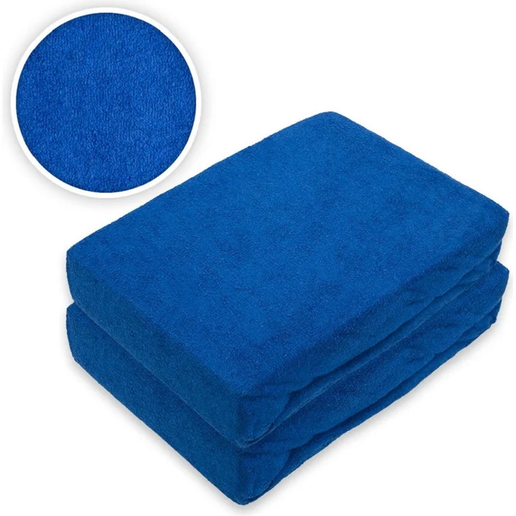 Frottee Spannbettlaken Rundumgummizug Marke Doppelpack 180 x 200 cm Royalblau – Bild 2