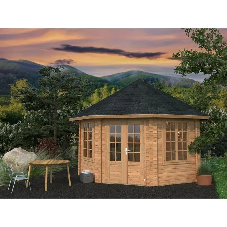 Palmako Holz Pavillon Hanna, 14,1 m², braun tauchgrundiert