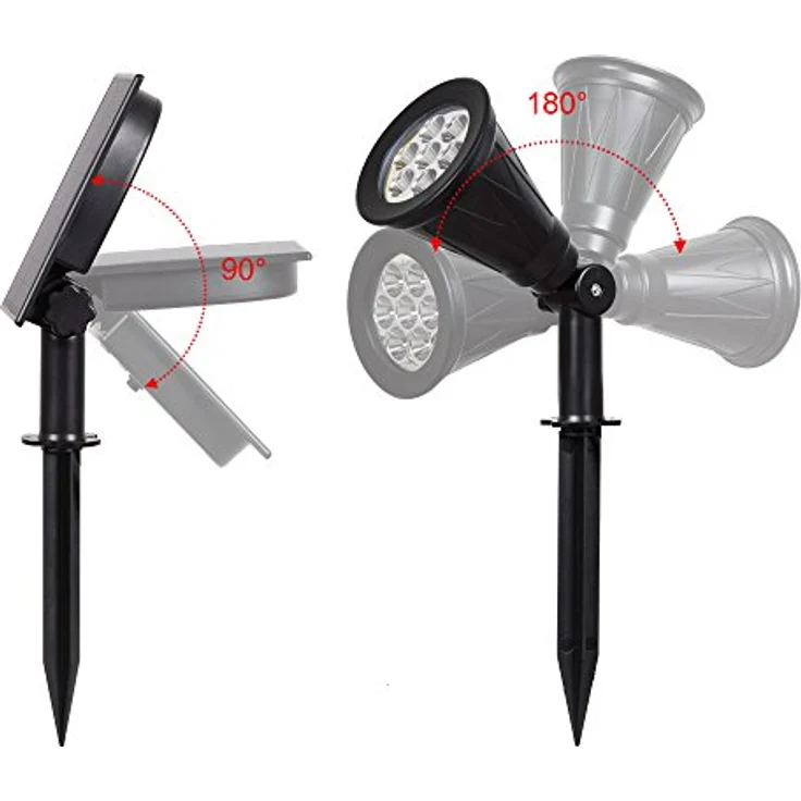 T-SUN 7 LED Solarstrahler, 2-in-1 Solarleuchten mit 320 Lumen, IP55 wasserdicht, 7 Farbwechsel, 3M Kabel, automatische Dämmerungserkennung – Bild 4