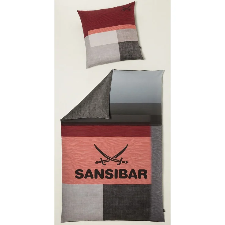 Bettwäsche SANSIBAR Satin BL 155x220 cm rot Bettbezug Bettzeug