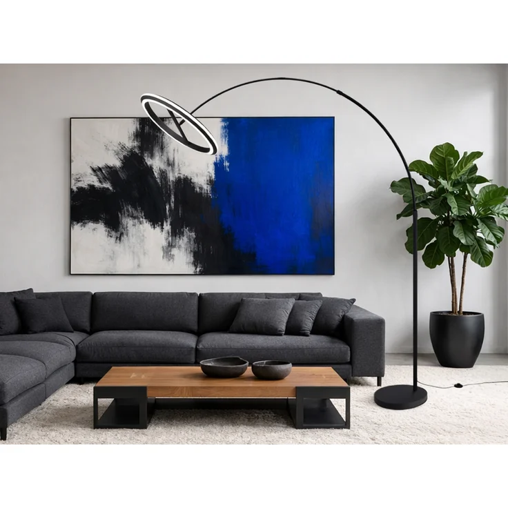 Große LED Bogenlampe AMADOR dimmbar aus Metall Schwarz, Höhe 205cm – Bild 5