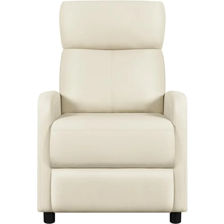Yaheetech Relaxsessel Fernsehsessel Einzelsofa Ruhesessel mit Verstellbarer Beinablage Liegesessel aus Kunstleder Beige – Bild 2