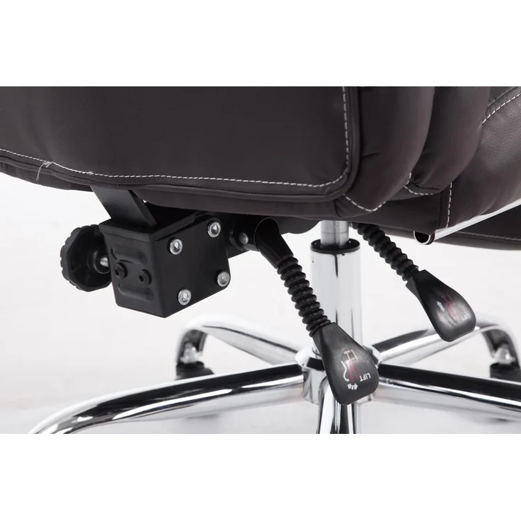 Bürostuhl MIAMI - 118x68x64, Braun Kunstleder Metall in Chromoptik Gestell ergonomische Bürostühle Homeoffice Stuhl mit Rollen – Bild 8