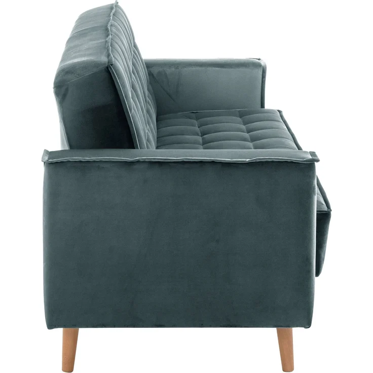 Sofa 3-Sitzer mit Bettfunktion Kavindra Samtvelours azur – Bild 4