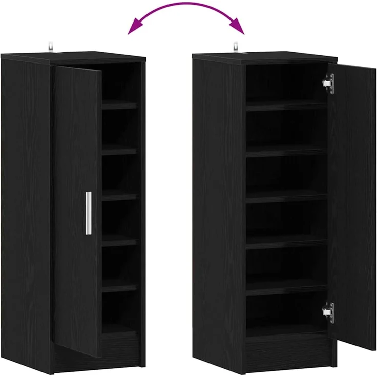 vidaXL Schuhschrank Schwarz Eichen-Optik 32 x 35 x 92 cm Holzwerkstoff 862685 – Bild 8