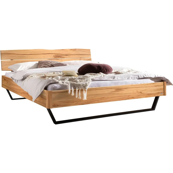 Hasena Massivholzbett Fossoli Wildbuche natur mit Metallkufen 180x220 cm, Komforthöhe 25 cm – Bild 1