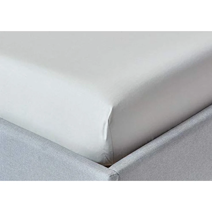 Homescapes Perkal-Spannbettlaken, Silbergrau, 120x190 cm, 100% ägyptische Baumwolle, Oeko-Tex® zertifiziert – Bild 1