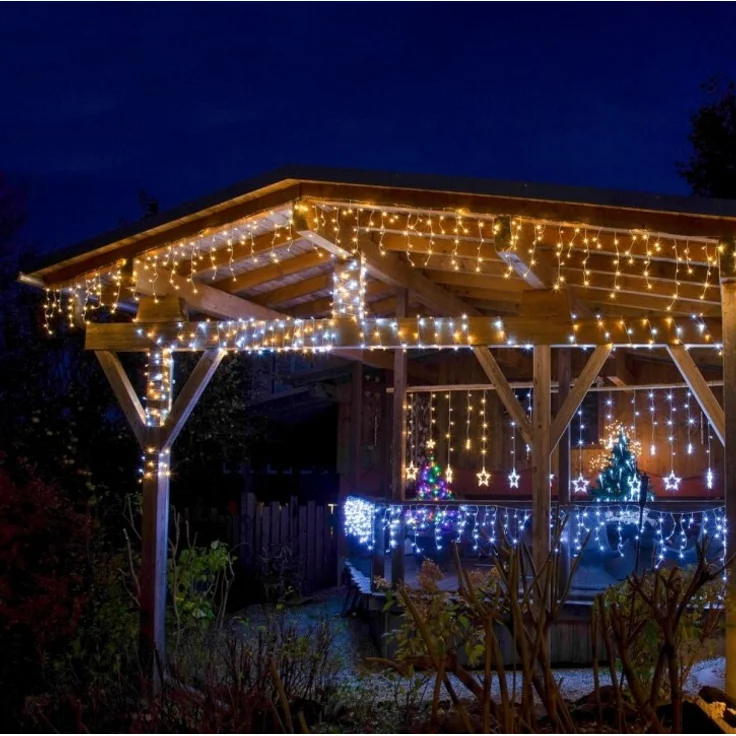 VOLTRONIC® Eisregen Lichterkette, innen und außen, IP44, Größen- und Farbwahl, 200 LEDs, warmweiß / kaltweiß – Bild 1