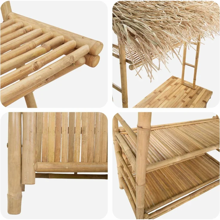vidaXL Outdoor Bar Tisch und Hocker 3 stk. Natur Bambus 3469654 – Bild 6
