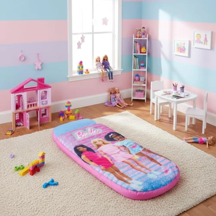 Character World Barbie ReadyBed Kinder Aufblasbares Luftbett und Schlafsack mit Pumpe | Mädchen Reisematratze für Übernachtungen und Camping oder Zuhause – Bild 5