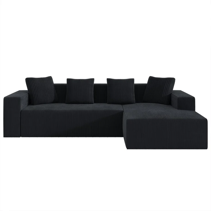 3-Sitzer Wohnlandschaft B 261 x T 146 x H 65 cm aus Kordstoff, modular mit Longchair – Bild 6