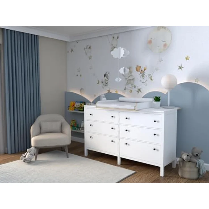 REGALIK Wickelaufsatz für Hemnes Kommode mit 8 Schubladen IKEA 78x80 cm - Abnehmbar Wickeltischaufsatz für Kommode in Rose - Abgeschlossen mit ABS Material 1mm – Bild 5
