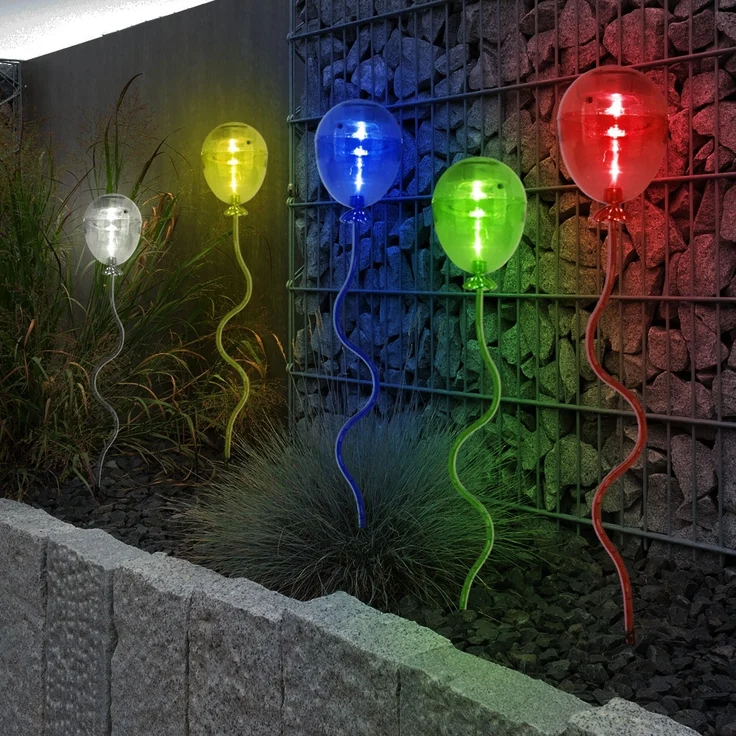 5x LED Solarlampen, Luftballons bunt, H 60 cm – Bild 3