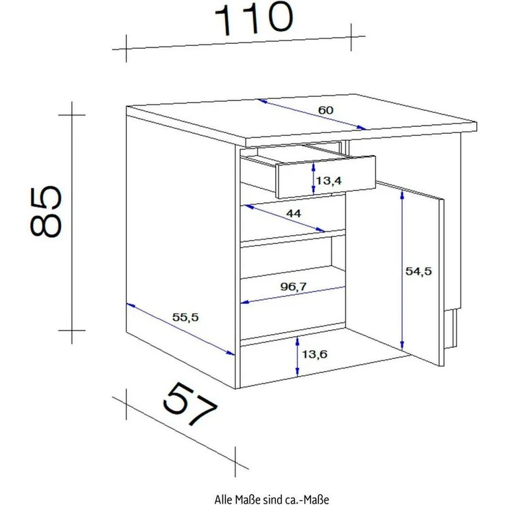Flex-Well Eckunterschrank Morena (B x H x T) 110 x 85 x 60 cm - als Ecklösung – Bild 3