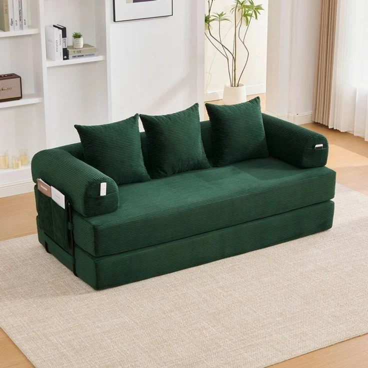 Odikalo 3-Sitzer Freizeitsofa Kompressionssofa Lounge Metallrahmen 3 Kissen Mehrfarbig – Bild 4