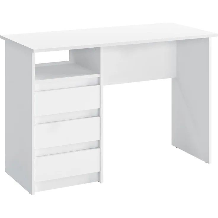 KOMTO 'Oslo' Schreibtisch mit Schubladen und Stauraum, Weiß, 110 x 50 x 74 cm