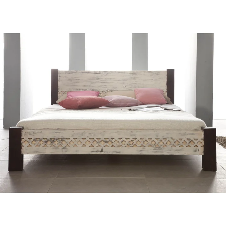 Bett Mango / Akazie 140x200x75 weiß gewachst CASTLE-ANTIK #403 – Bild 3