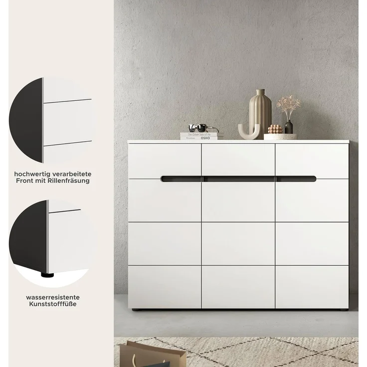 Schuhkommode (B/H/T: 120x94x37 cm) in weiß Nachbildung – Bild 5