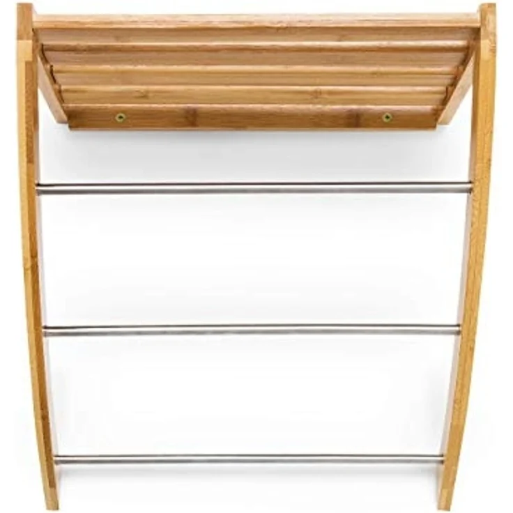 relaxdays Handtuchregal Wandhandtuchhalter Bambus & Chrom – Bild 6