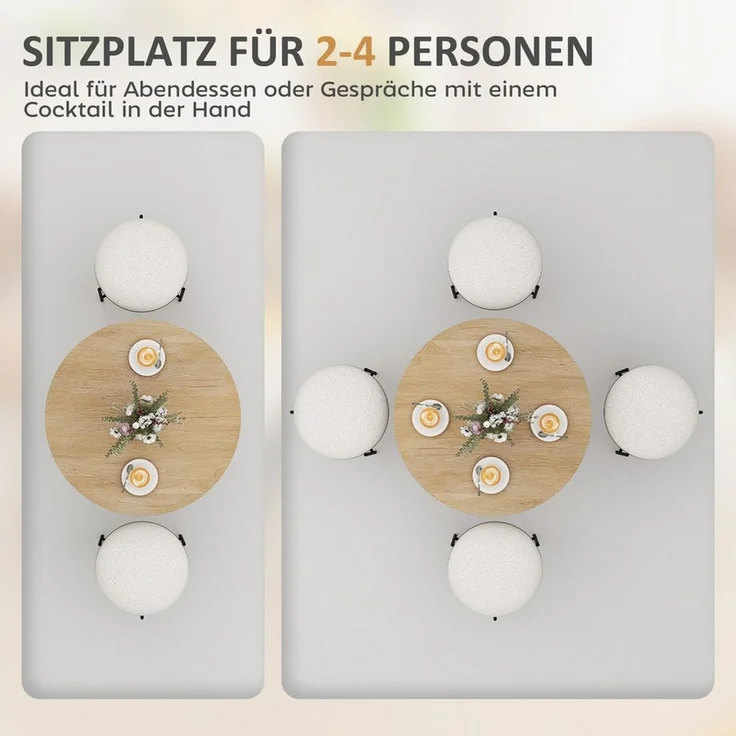 HOMCOM Esstisch industrieller Küchentisch mit gekreuzten Stahlbeinen (für Esszimmer, Küche, Wohnzimmer, 1-St, rund, 80 x 80 x 75 cm), Eiche – Bild 3