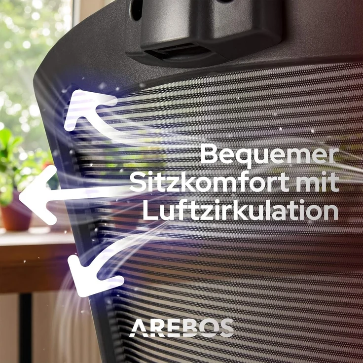 Arebos Bürostuhl Ergonomischer Schreibtischstuhl Wippmechanismus von 90° bis 125° (1D-verstellbare Armlehnen für mehr Komfort), Bis 136 kg belastbar: Stabil & alltagstauglich – Bild 6