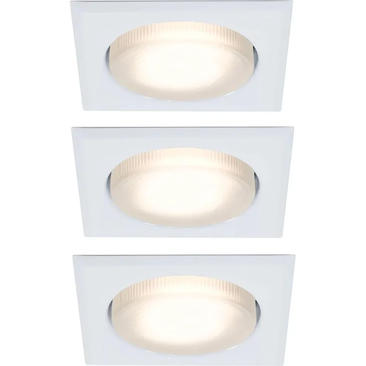Paulmann Quality Einbauleuchten Set eckig Sparlampe Disc 3x9W 230V GX53 75mm Weiß/Metall4655