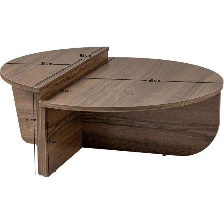 Calicosy Set aus 2 Couchtischen L90 cm - ORION - Dunkles Holz – Bild 5