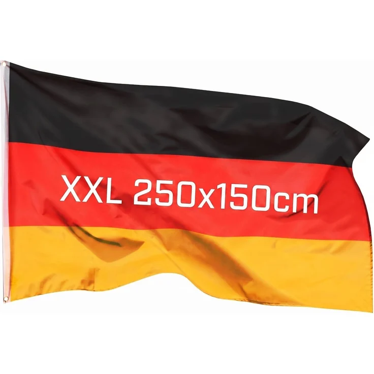Aricona Deutschland Flagge XXL 250x150cm - wetterfeste Deutschland Fahne Groß mit Messingösen, 100% Polyester, robuste Doppelnaht & in lebendigen Farben - ideal für Flaggen-Liebhaber