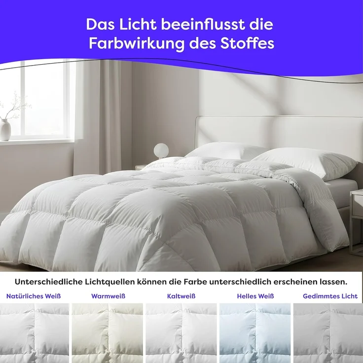 Wolkenfeld Daunenbettdecke Winterbettdecke Daunendecke Anti-Milben, Hypoallergen, Waschbar, Bezug: 100% Baumwolle, 135x200, 155x220, 200x200, 220x240 Gänsedaunen & Federn 500 g/m² – Bild 8