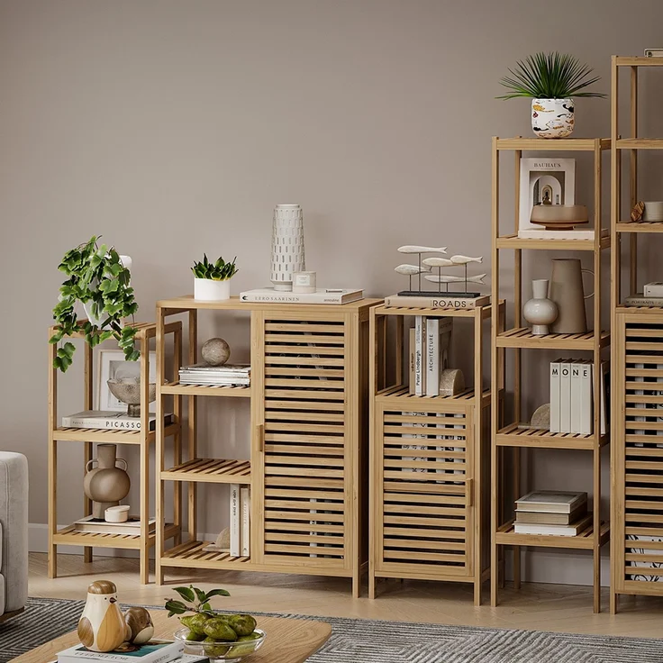 Bellamio 'Newa' Badezimmer Regal, Bambus, natur, 80x33x33 cm, Badregal mit 3 Ablagefächern – Bild 5