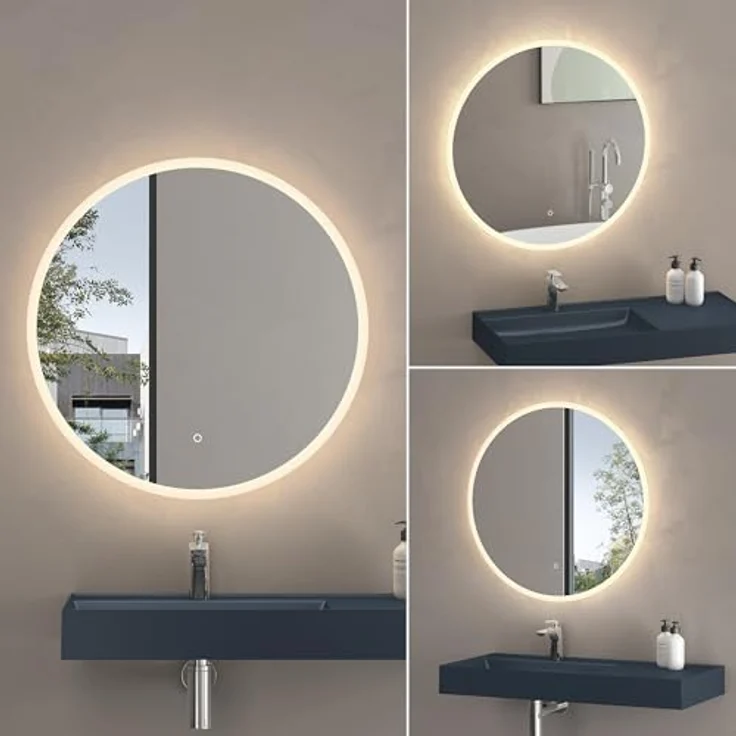 doporro LED-Badspiegel, runder 50 cm, mit Touchschalter, stufenlos dimmbar, Beschlagfrei, integrierte Memory-Funktion – Bild 9