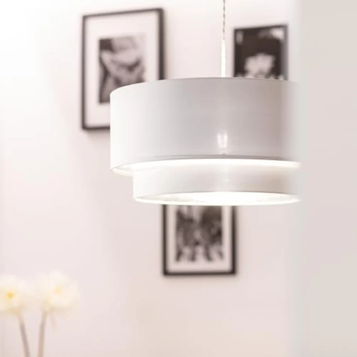 LEDKIA LIGHTING Reflect Duo, Hängeleuchte mit verstellbarer Länge, E27 Fassung, elegantes Design aus Textil, Weiß – Bild 2