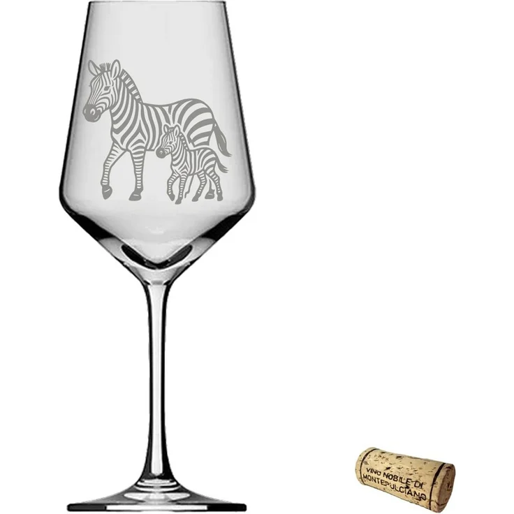 eXODA Weinglas Gravur Zebra mit Baby - 350ml absolut spülmaschinenfest, 1-tlg, Glas, Atemberaubende Darstellung – Bild 1