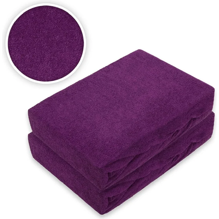 Frottee Spannbettlaken Rundumgummizug Marke Doppelpack 90 x 200 cm Lila – Bild 2